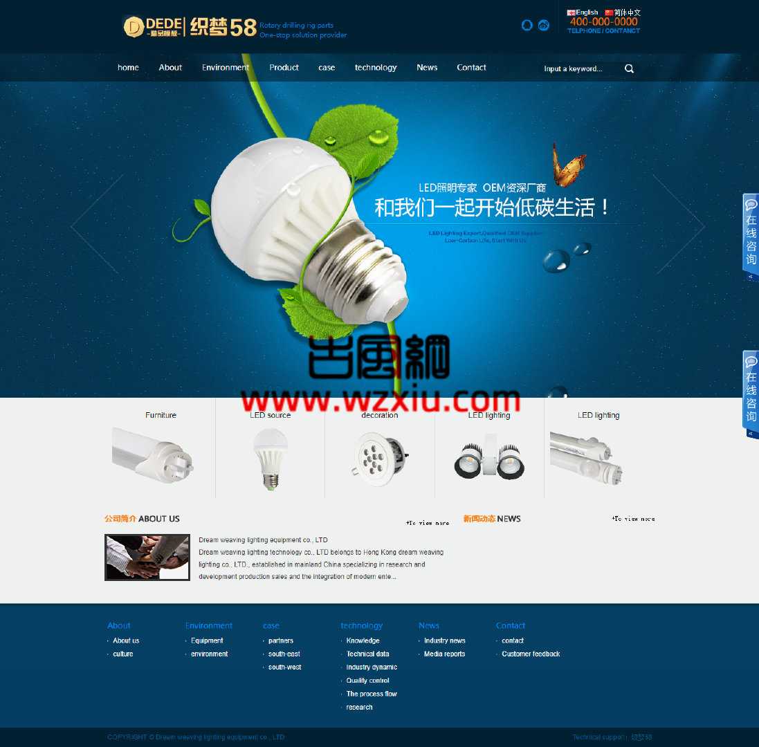 带后台优化LED电子灯具中英文外贸类公司网站源码织梦模板