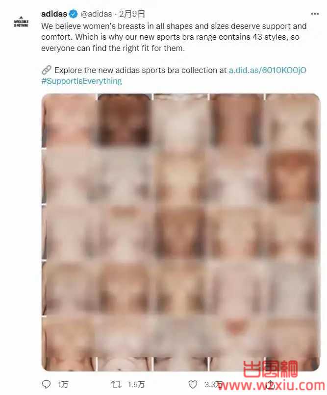 阿迪达斯内衣新广告!公开发布78张女性裸胸照?这是要翻车