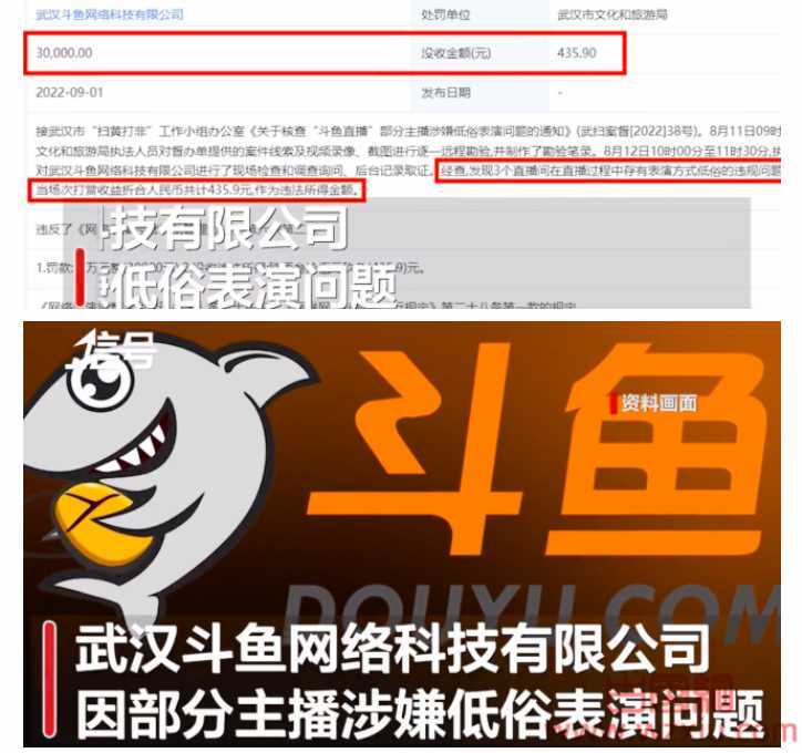 部分主播涉嫌低俗表演致斗鱼被罚3万！某主播低俗直播人和鸡结婚？