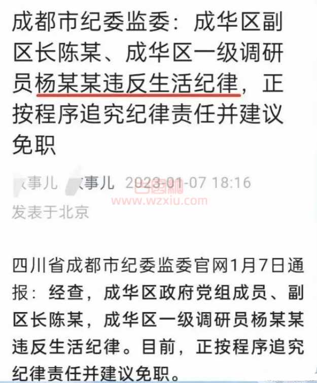 成都男女副区长不雅聊天记录事件后续！陈枢被免职，男主被曝另有其人？